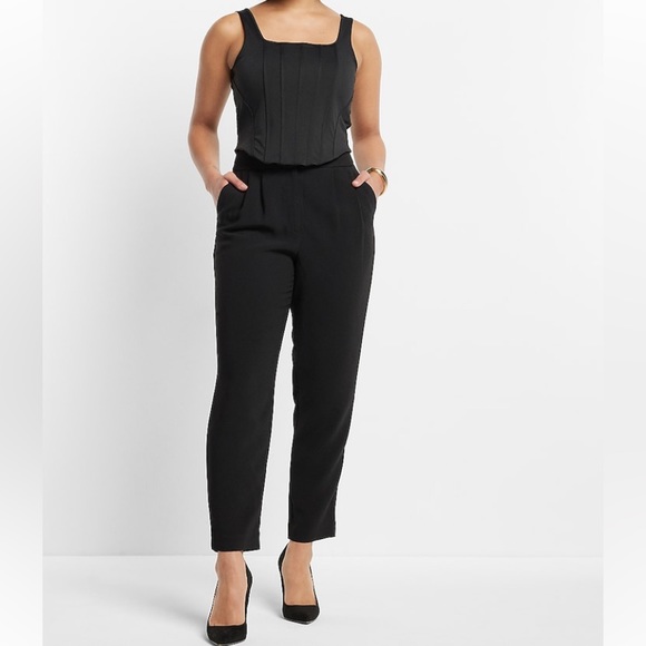 Express Super High Waisted Pleated Ankle Pants - Black - 12R - NWT - Picture 1 of 5